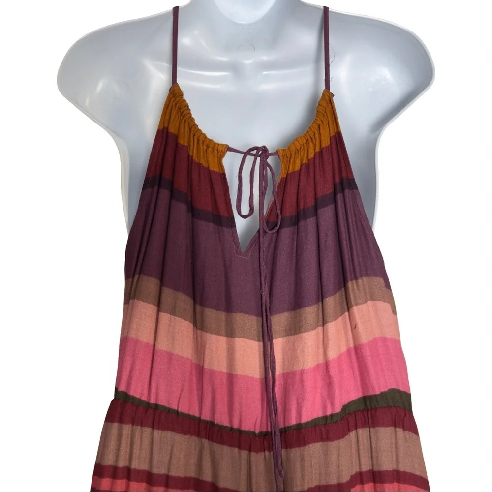 LOFT Striped Halter Maxi Dress - Boho Summer Resort Wear - Size 12 - Picture 6 of 9